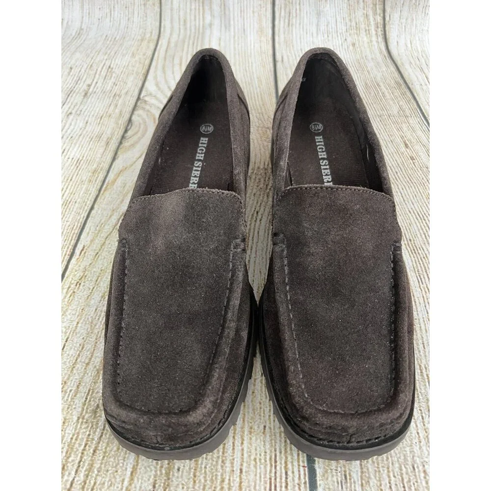 High Sierra Suede Women Loafers Moccasin 8.5M Chocolate Brown Casual Comfort‎